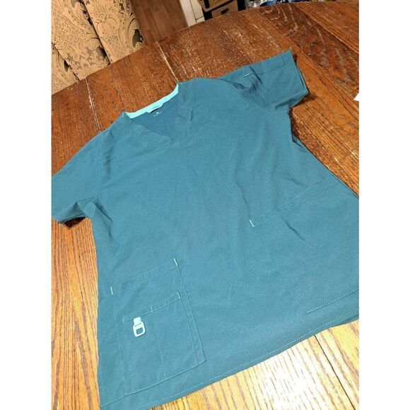 Medium Carhartt Force Teal VNeck Pullover Scrub Top Shirt with Pockets S… - Picture 3 of 4